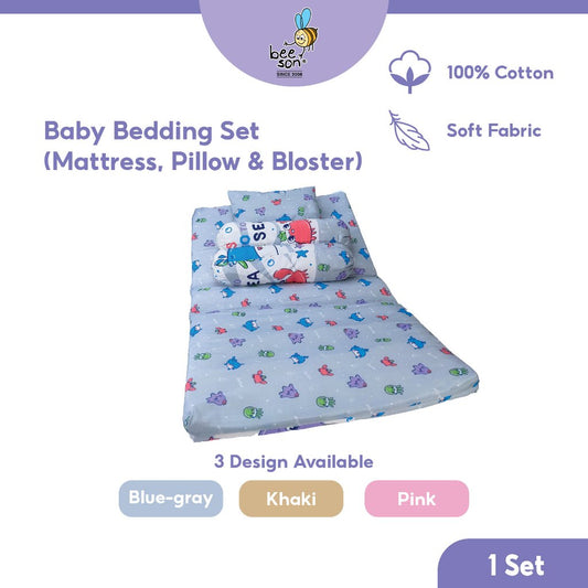 Beeson 4in1 Baby Bedding Set With Bolsters + Pillow + Mattress 10751