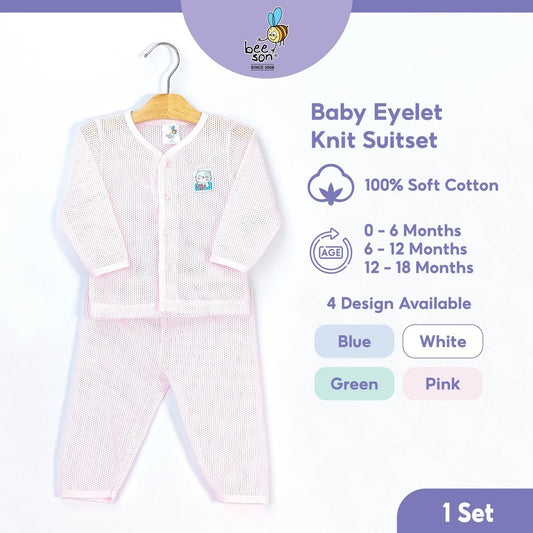 Beeson Newborn Baby Boy / Girl Eyelet Long Sleeve with Long Pants Suit Set 13008