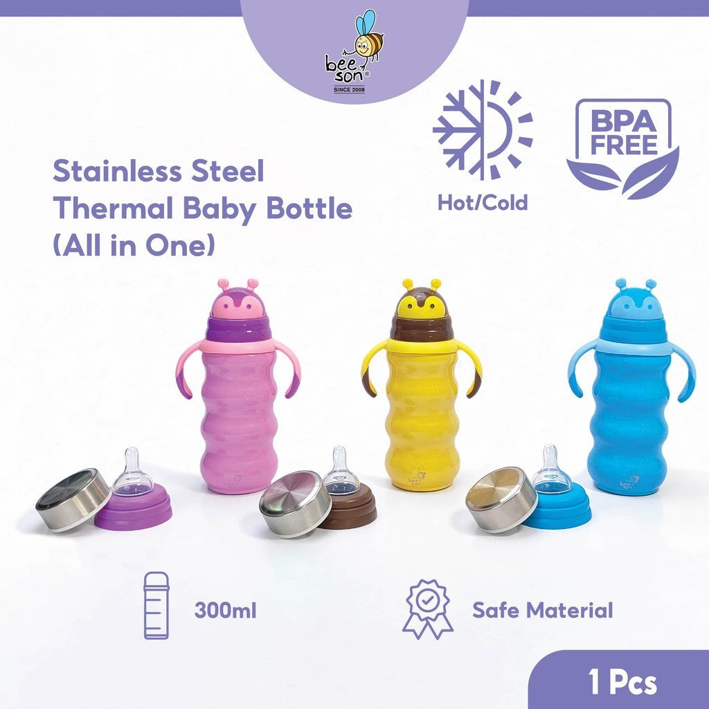 Beeson 300ml 3in1 Stainless Steel Thermal Baby Feeding Bottle 80593