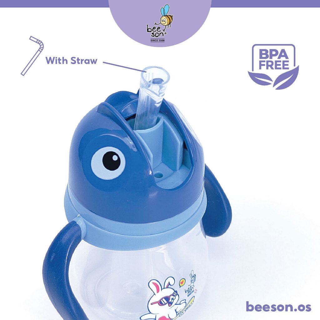 Beeson 7oz/210ml Kids Water Bottle With Straw & Handle 85844