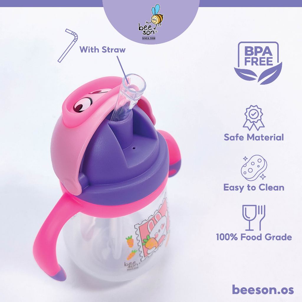 Beeson 10oz/300ml Kids Water Bottle With Handle & Straw 80601