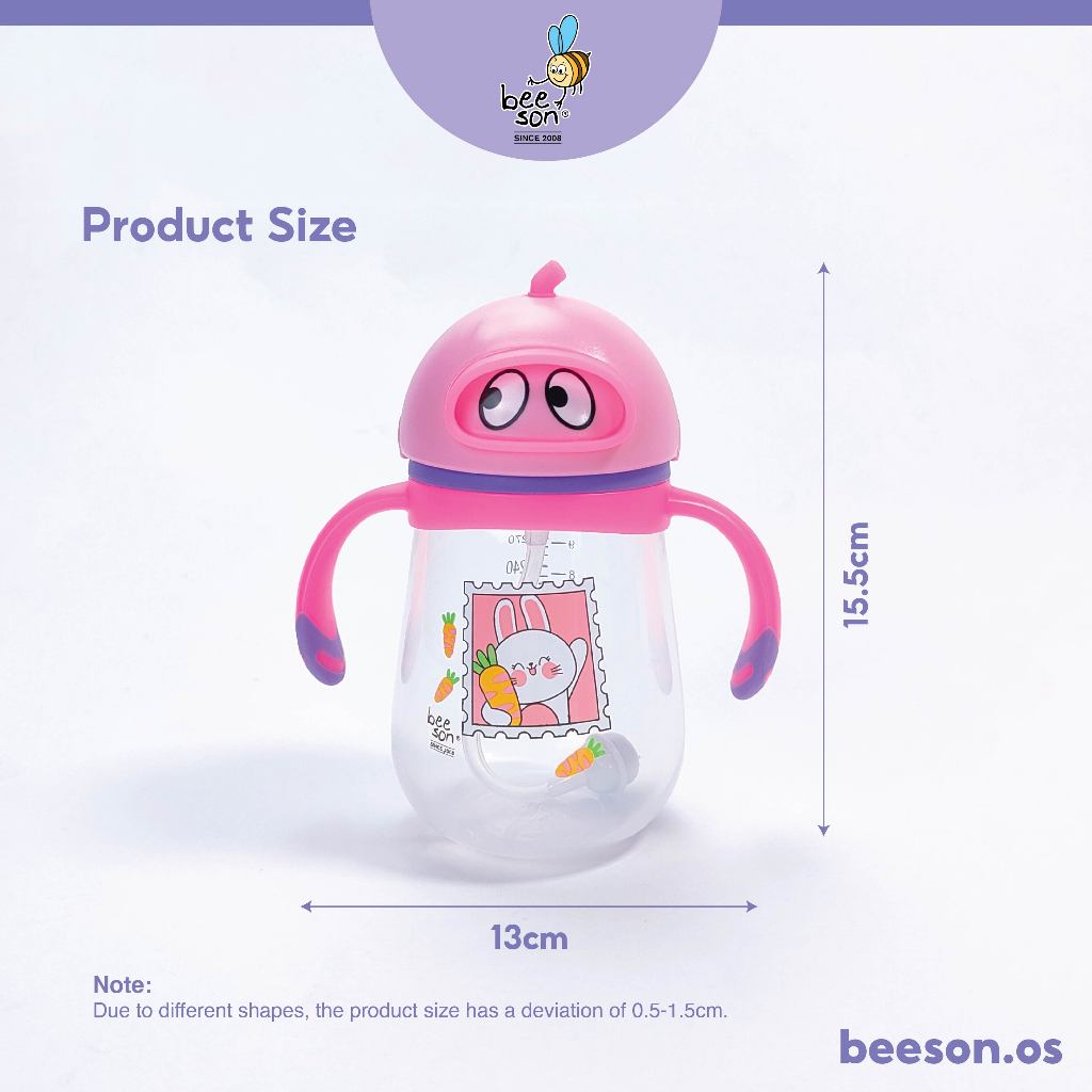 Beeson 10oz/300ml Kids Water Bottle With Handle & Straw 80601