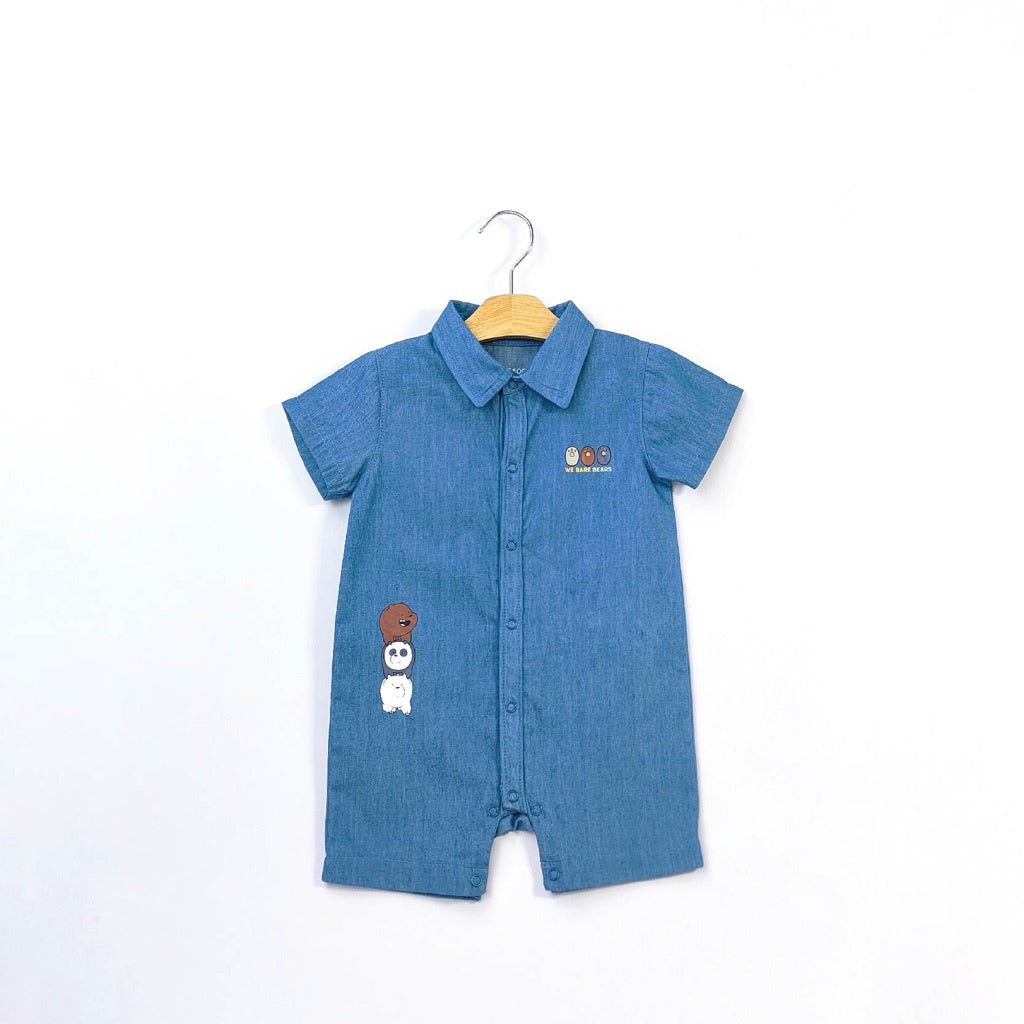 We Bare Bears Baby Boy Denim Short Sleeve Romper 30283