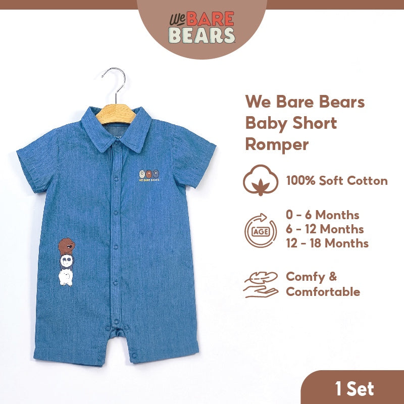 We Bare Bears Baby Boy Denim Short Sleeve Romper 30283