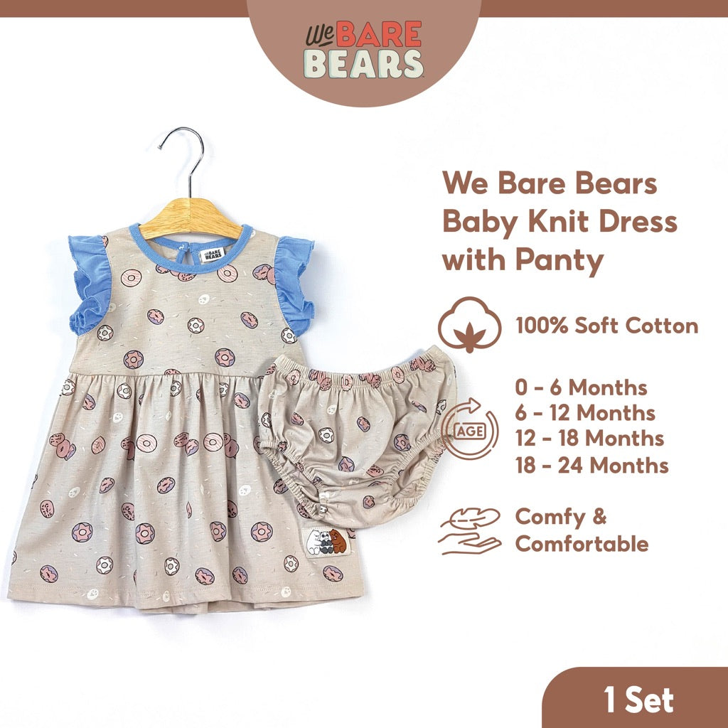 We Bare Bears Baby Girl Sleeveless Knit Dress With Panty 30004