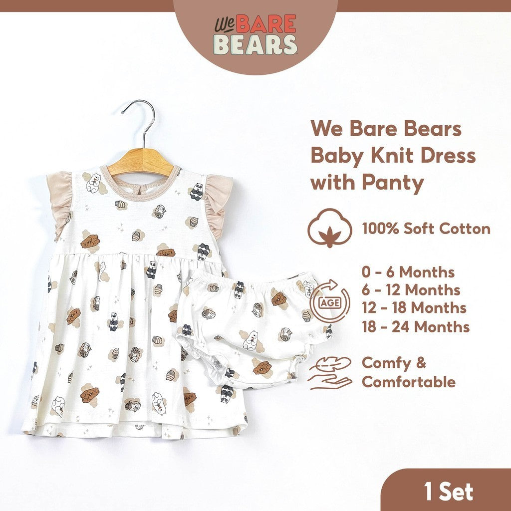 We Bare Bears Baby Girl Sleeveless Knit Dress With Panty 30035