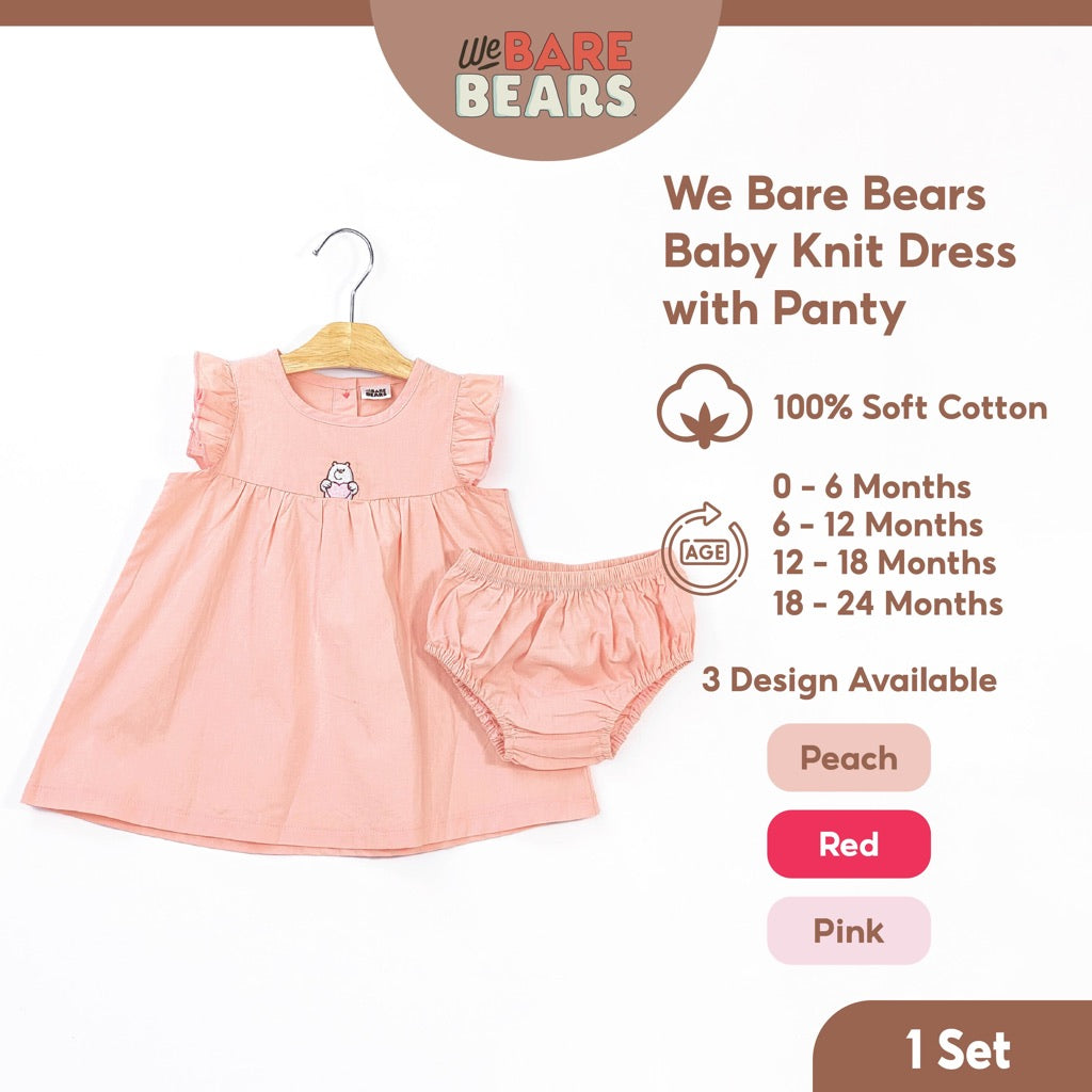 We Bare Bears Baby Girl Sleeveless Knit Dress With Panty 30163 30164 30165