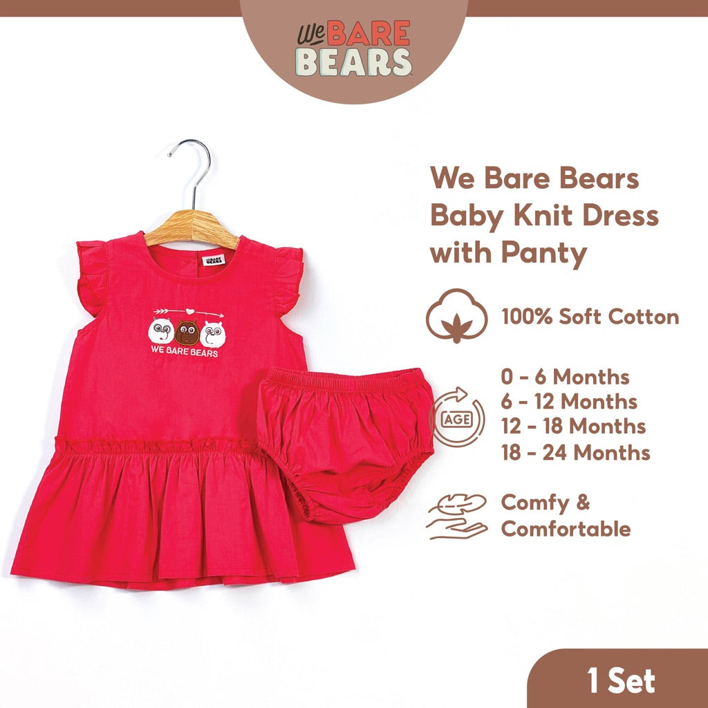 We Bare Bears Baby Girl Sleeveless Knit Dress With Panty 30157