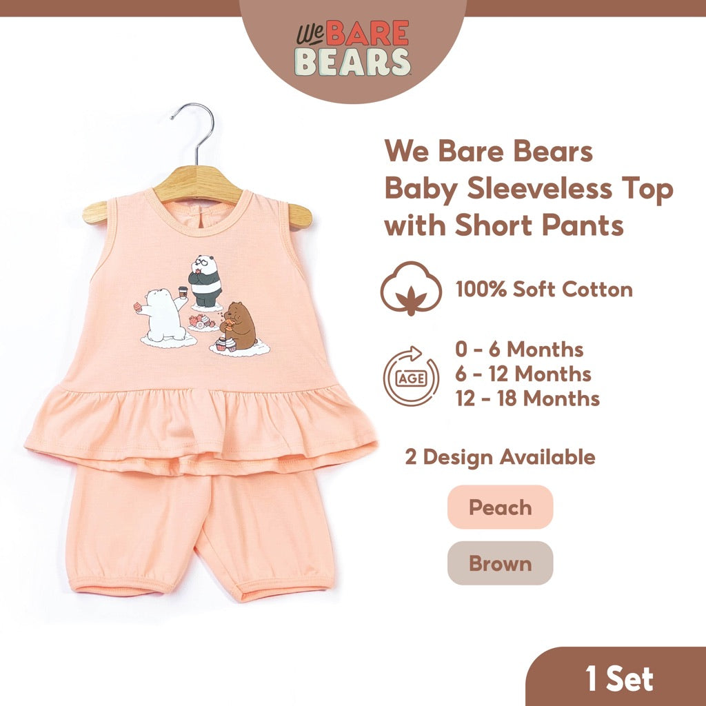 We Bare Bears Baby Girl Singlet with Short Pants Suit Set 30025 30038