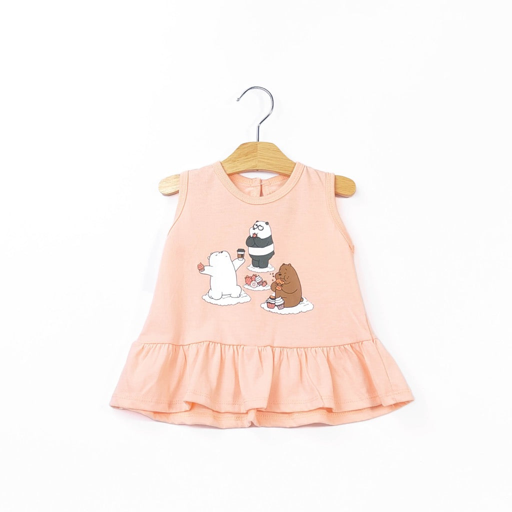 We Bare Bears Baby Girl Singlet with Short Pants Suit Set 30025 30038