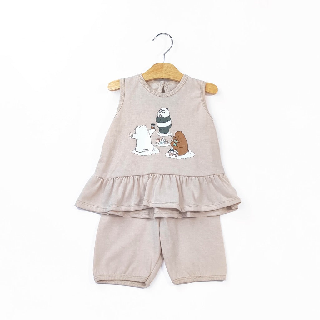 We Bare Bears Baby Girl Singlet with Short Pants Suit Set 30025 30038