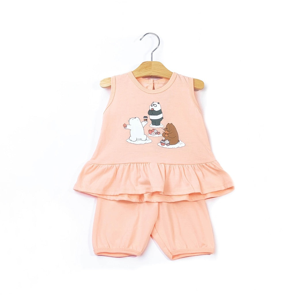 We Bare Bears Baby Girl Singlet with Short Pants Suit Set 30025 30038