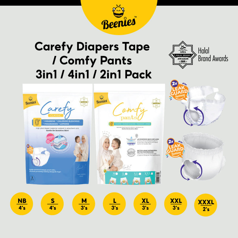 [Trial Pack] Beenies Diapers Baby Comfy Pants / Carefy Tape