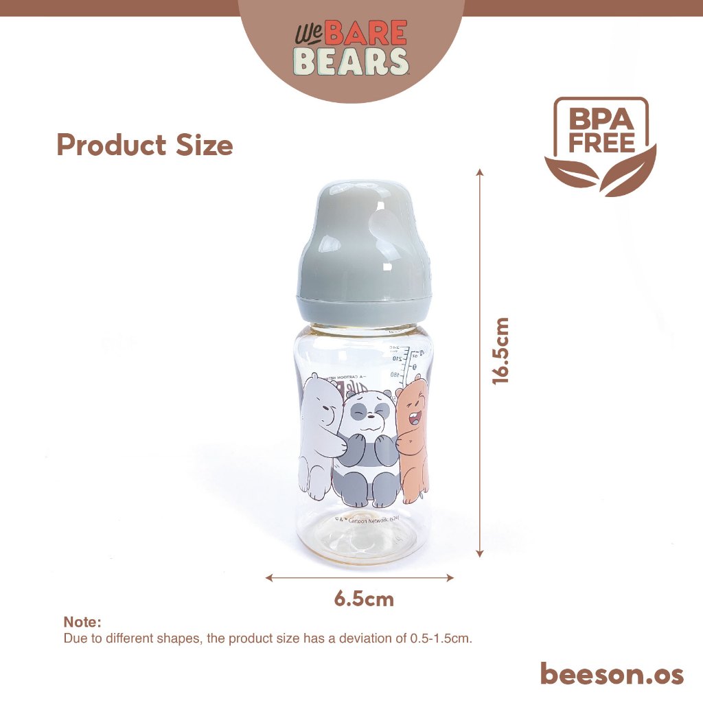 We Bare Bears 8oz/240ml Ultra Premium PPSU Wide Neck Feeding Bottle 30449