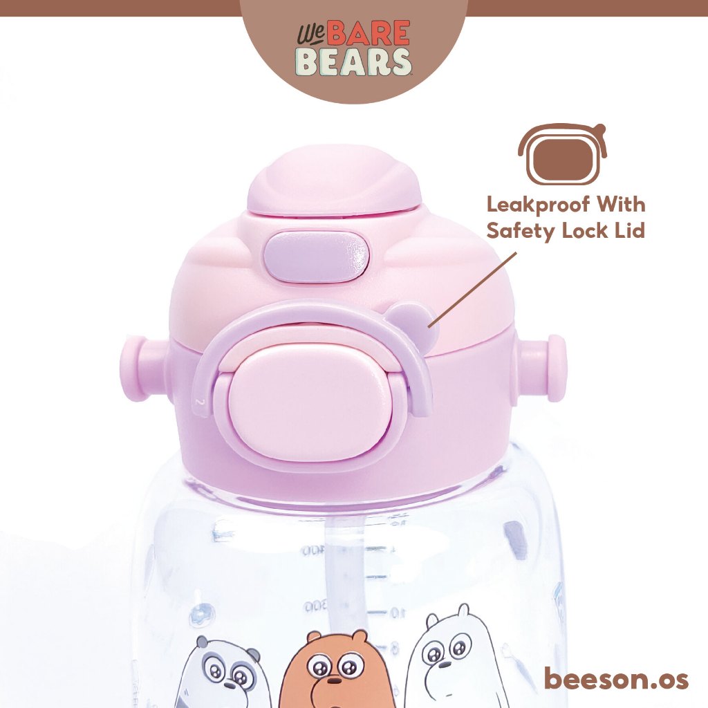 We Bare Bears 18oz/550ml Kids Ultra Premium Tritan Water Bottle With Handle & Strap 30440