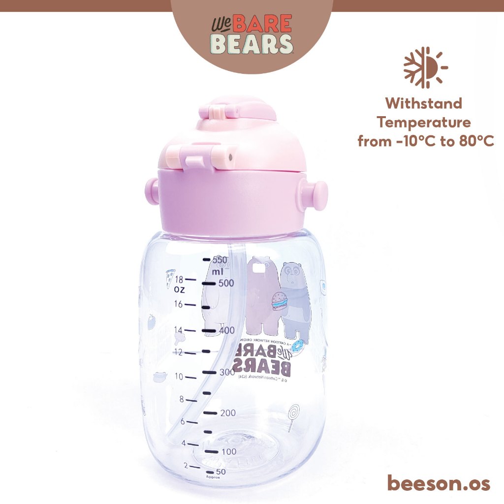 We Bare Bears 18oz/550ml Kids Ultra Premium Tritan Water Bottle With Handle & Strap 30440