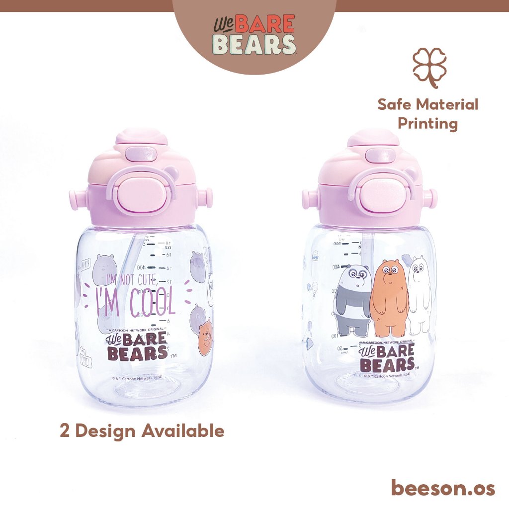 We Bare Bears 18oz/550ml Kids Ultra Premium Tritan Water Bottle With Handle & Strap 30440