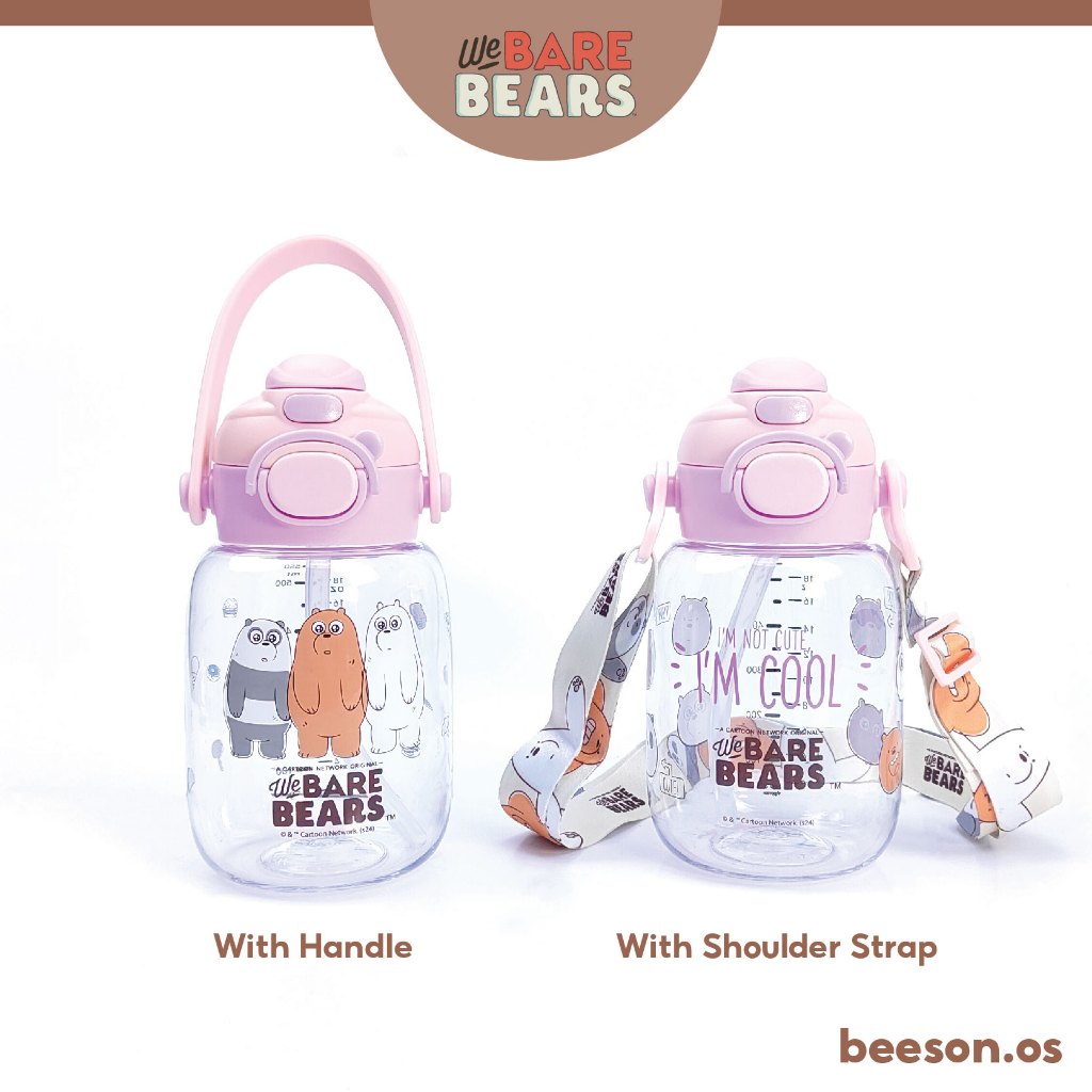 We Bare Bears 18oz/550ml Kids Ultra Premium Tritan Water Bottle With Handle & Strap 30440