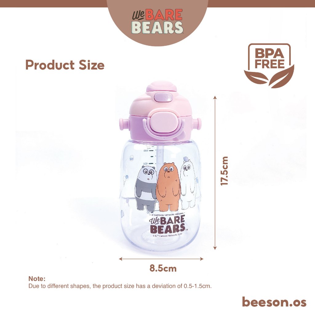 We Bare Bears 18oz/550ml Kids Ultra Premium Tritan Water Bottle With Handle & Strap 30440