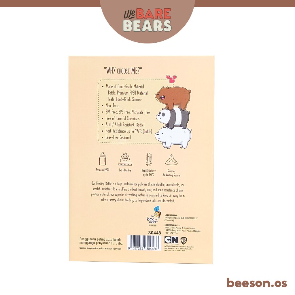 We Bare Bears 5oz/150ml Ultra Premium PPSU Wide Neck Feeding Bottle 30448