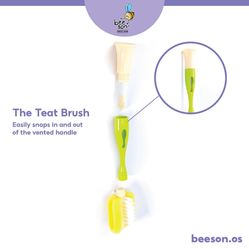 Beeson 2in1 Baby Bottle & Teats Cleaning Sponge Brush 11246