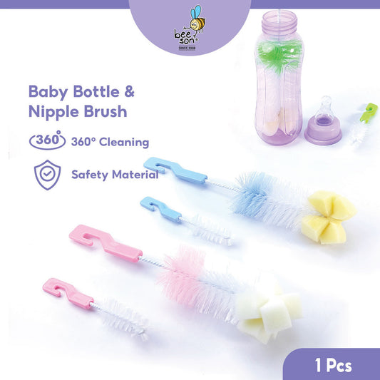 Beeson 2in1 Baby Bottle & Teats Cleaning Brush With Sponge 11234