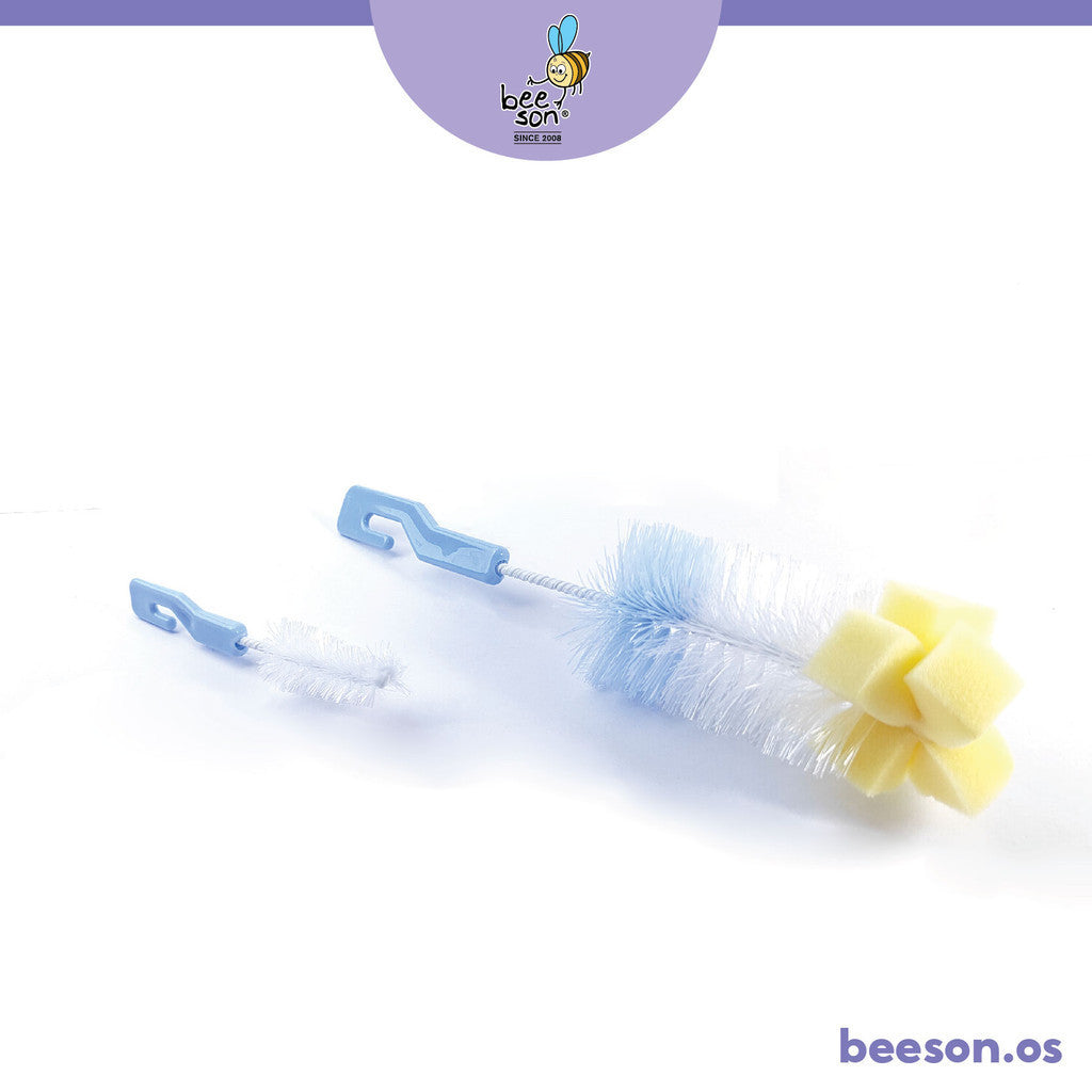 Beeson 2in1 Baby Bottle & Teats Cleaning Brush With Sponge 11234