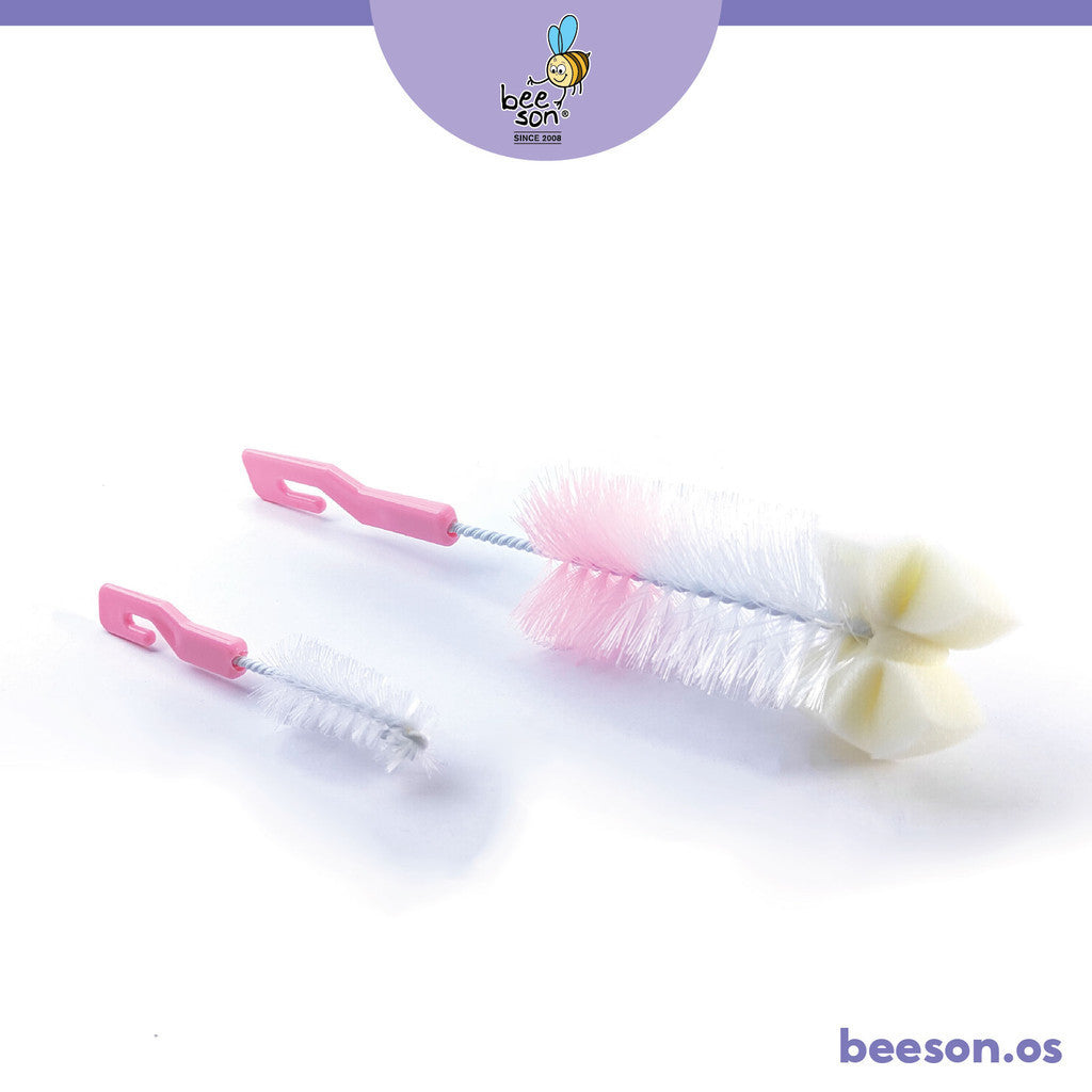 Beeson 2in1 Baby Bottle & Teats Cleaning Brush With Sponge 11234