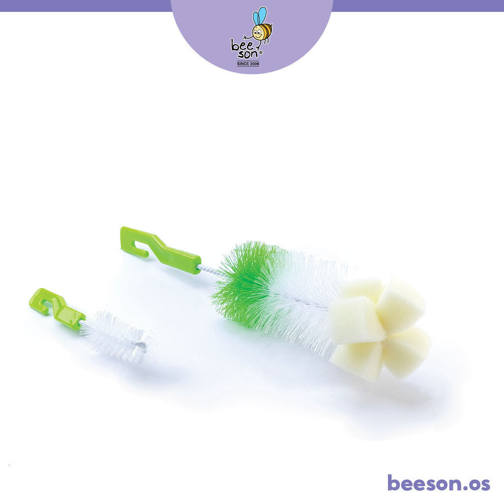 Beeson 2in1 Baby Bottle & Teats Cleaning Brush With Sponge 11234