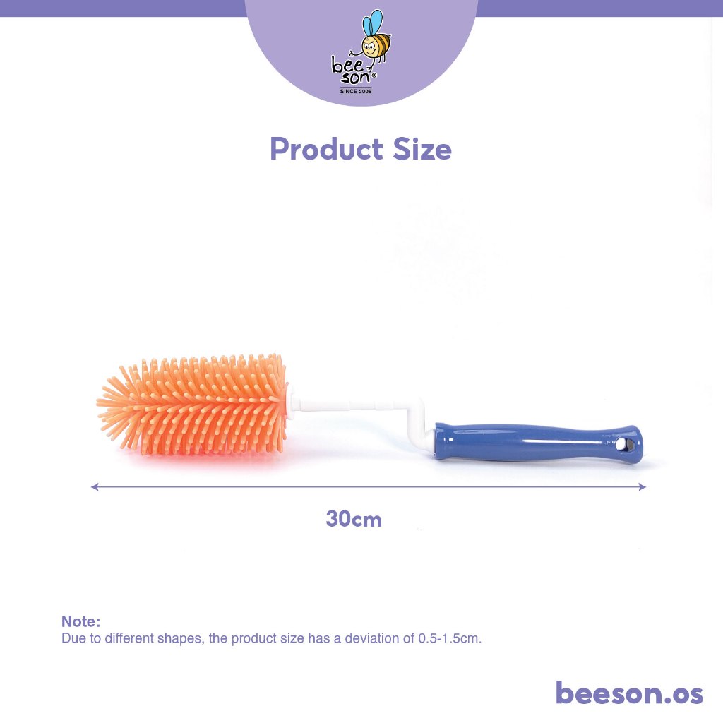 Beeson 2in1 Baby Bottle & Teats Cleaning Silicone Brush With 360° Rotating Handle 11247