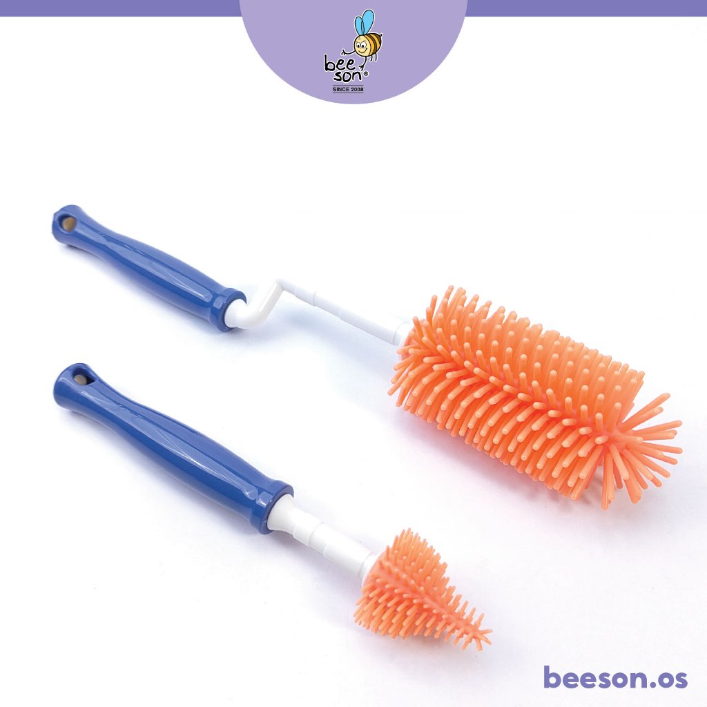 Beeson 2in1 Baby Bottle & Teats Cleaning Silicone Brush With 360° Rotating Handle 11247