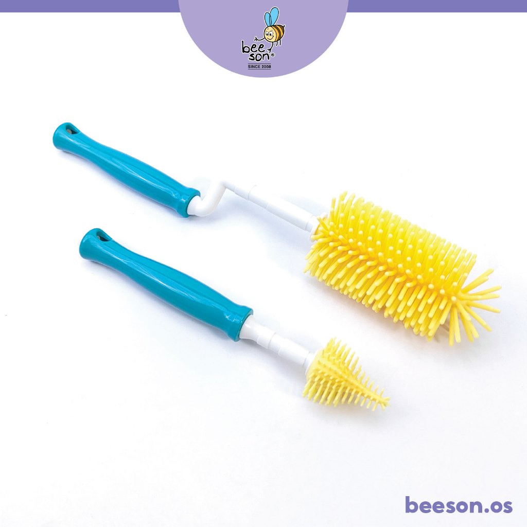 Beeson 2in1 Baby Bottle & Teats Cleaning Silicone Brush With 360° Rotating Handle 11247