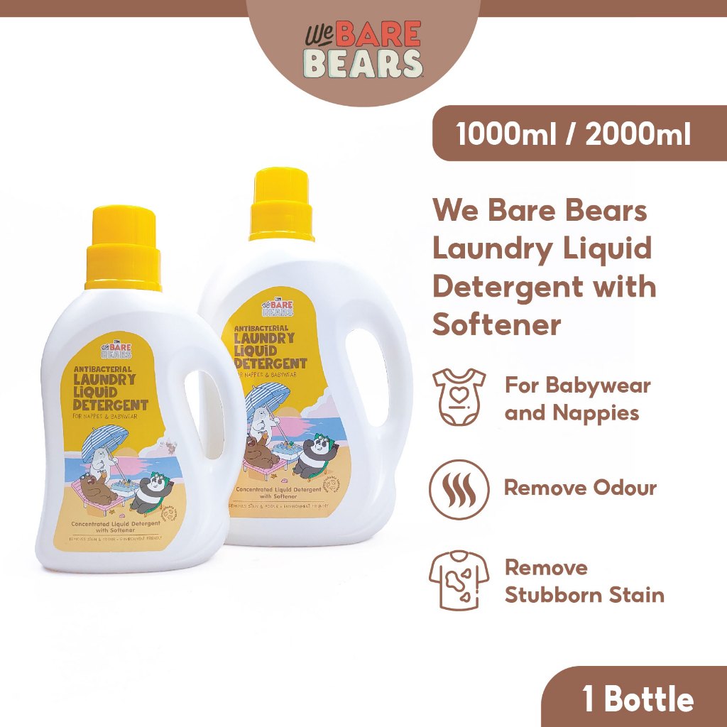 We Bare Bears Anti-bacterial Laundry Liquid Detergent With Softener (1000ml / 2000ml) 30540 30541 WBB