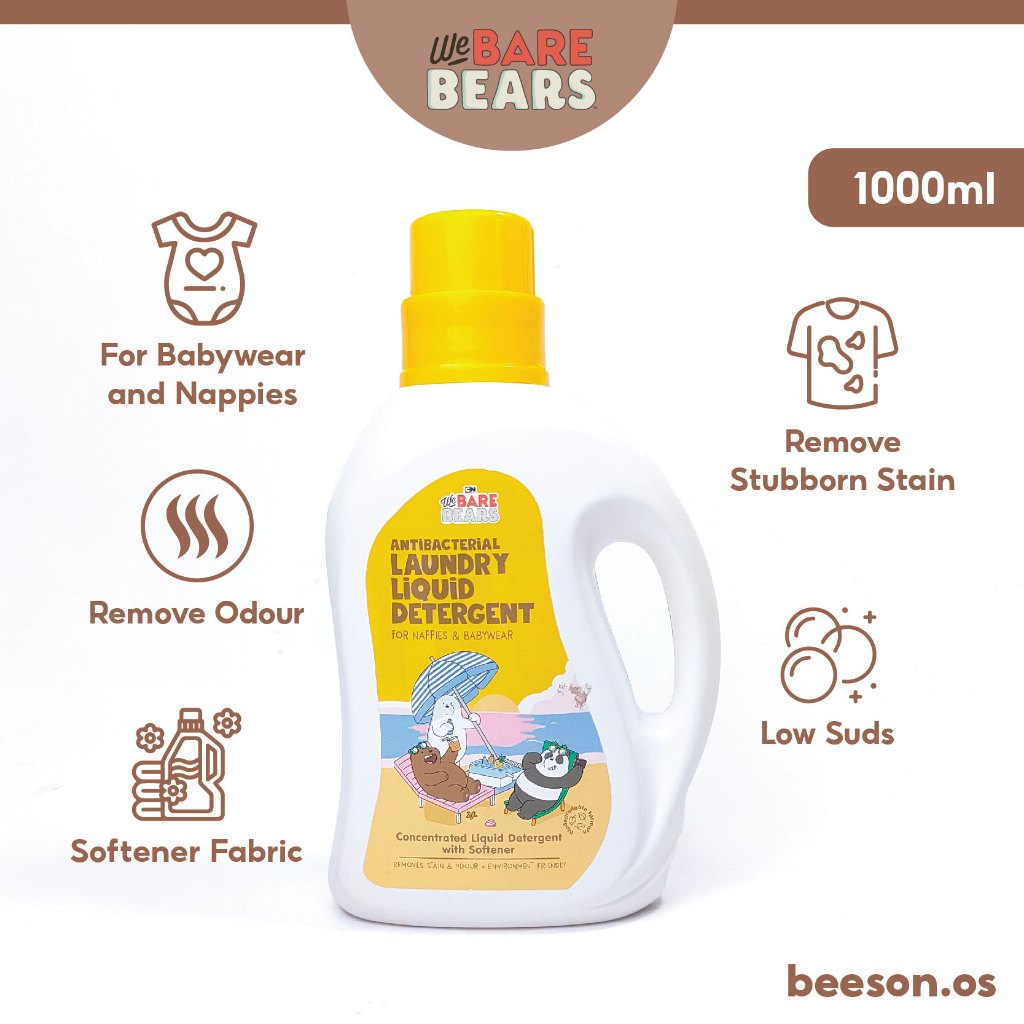 We Bare Bears Anti-bacterial Laundry Liquid Detergent With Softener (1000ml / 2000ml) 30540 30541 WBB