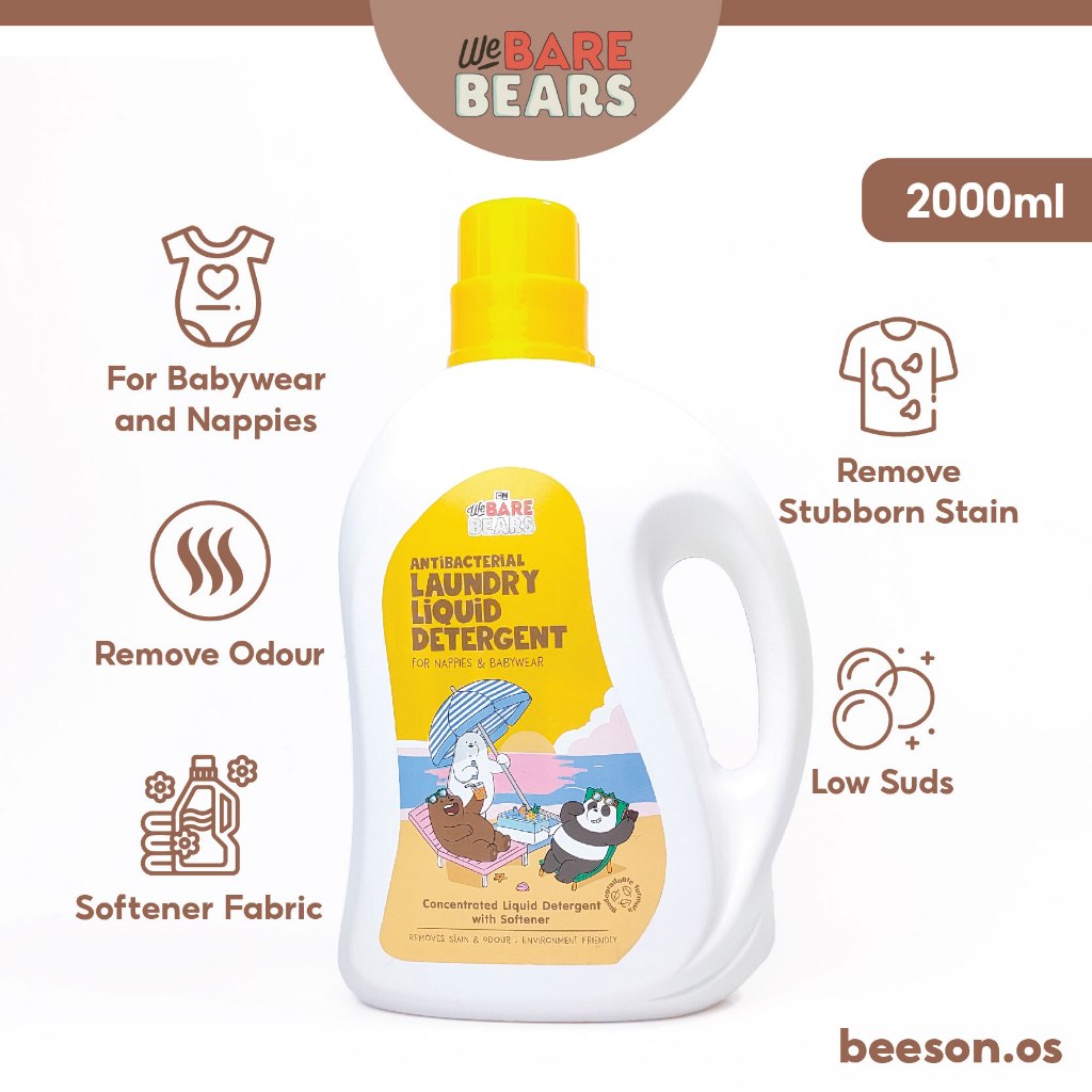 We Bare Bears Anti-bacterial Laundry Liquid Detergent With Softener (1000ml / 2000ml) 30540 30541 WBB