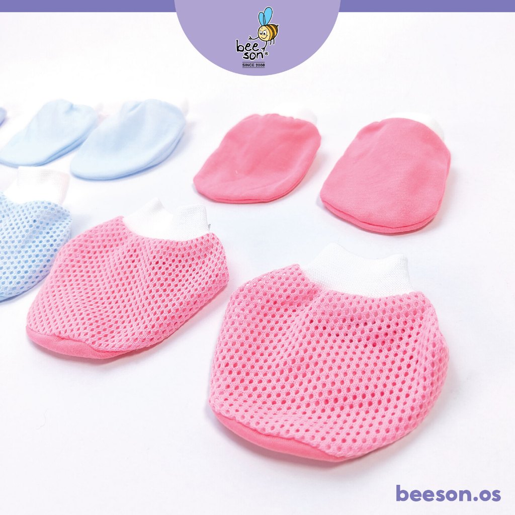 Beeson 3in1 Newborn Baby Eyelet Mittens & Booties Set Mix Colour 10572 AB