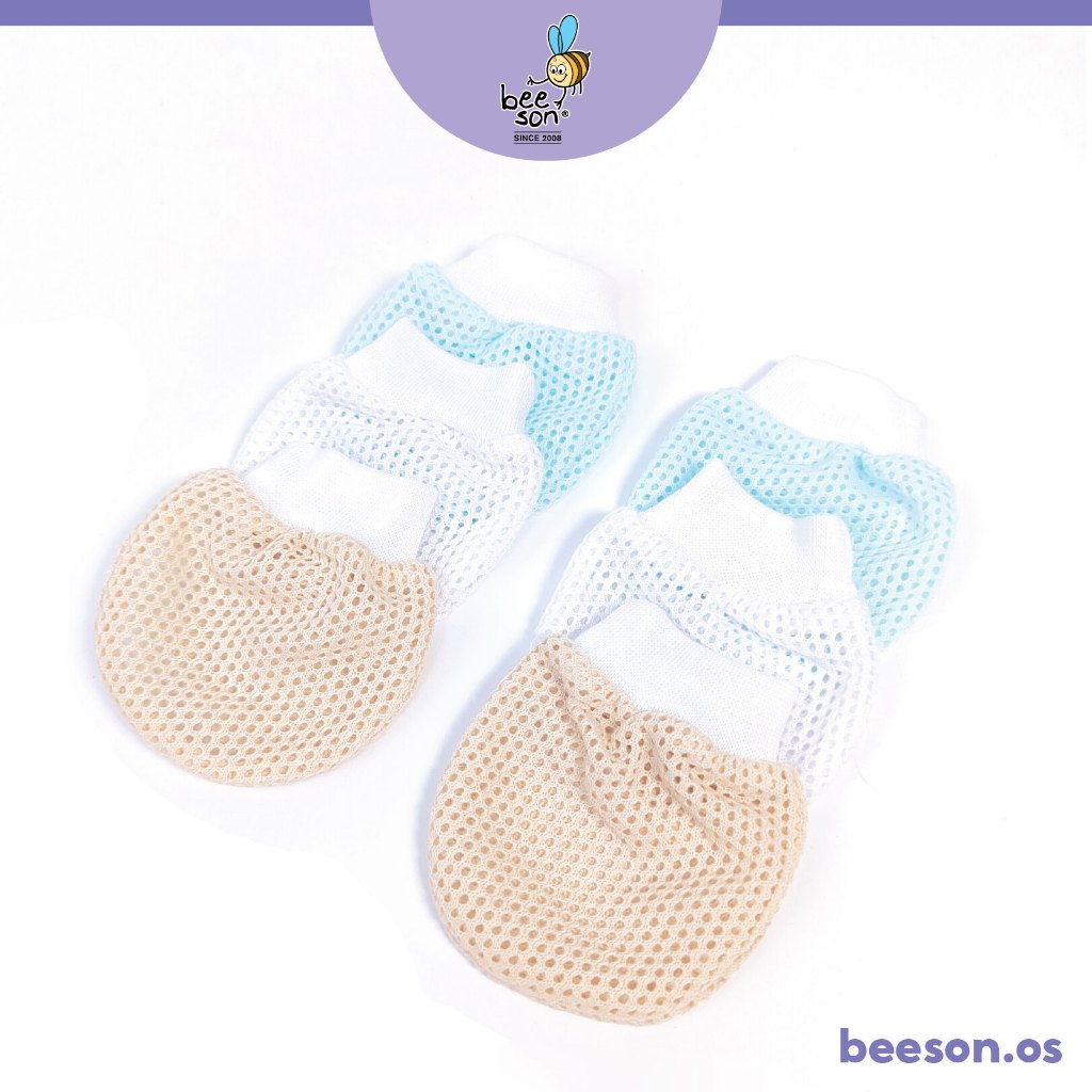 Beeson 3in1 Newborn Baby Eyelet Mittens & Booties Set Mix Colour 10572 AB