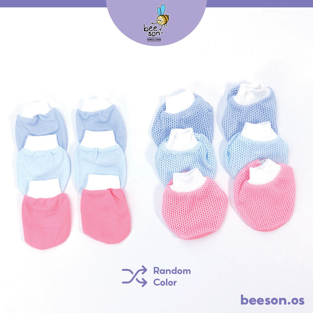 Beeson 3in1 Newborn Baby Eyelet Mittens & Booties Set Mix Colour 10572 AB