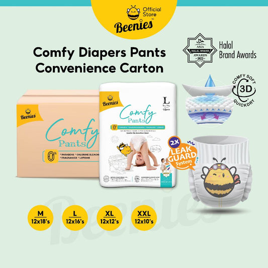 [Carton] Beenies Diapers Baby Comfy Pants Convenience Pack - 12 packs