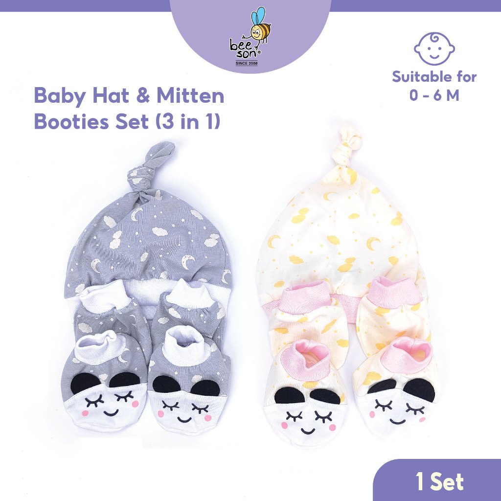 Beeson 3in1 Newborn Mittens & Booties with Bonnet Set 10690