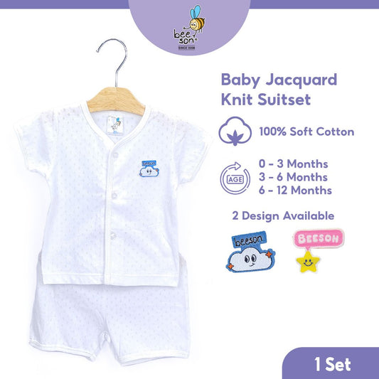 Beeson Newborn Baby Boy / Girl Short Sleeve with Short Pants Jacquard Suit Set 13012