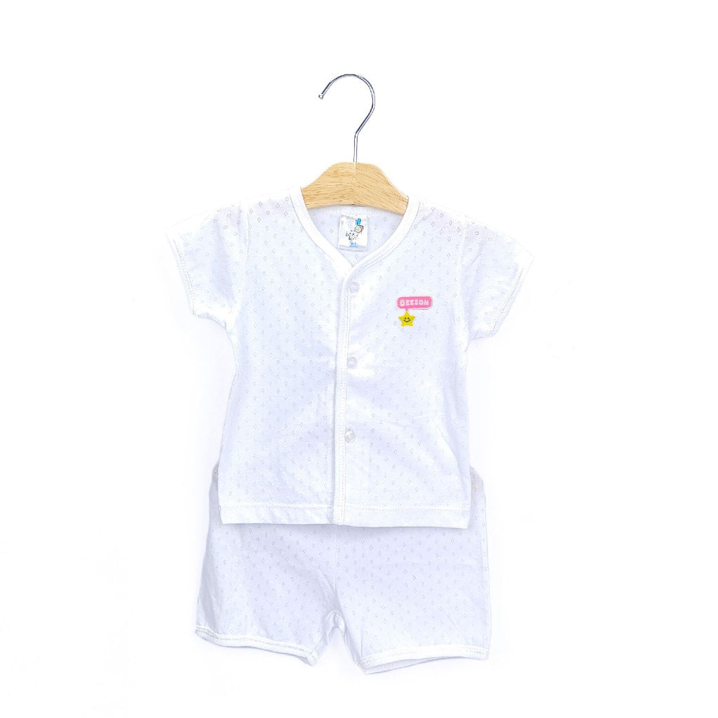 Beeson Newborn Baby Boy / Girl Short Sleeve with Short Pants Jacquard Suit Set 13012