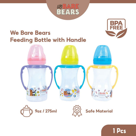 We Bare Bears 9oz/275ml Wide Neck Feeding Bottle With Handle 30443