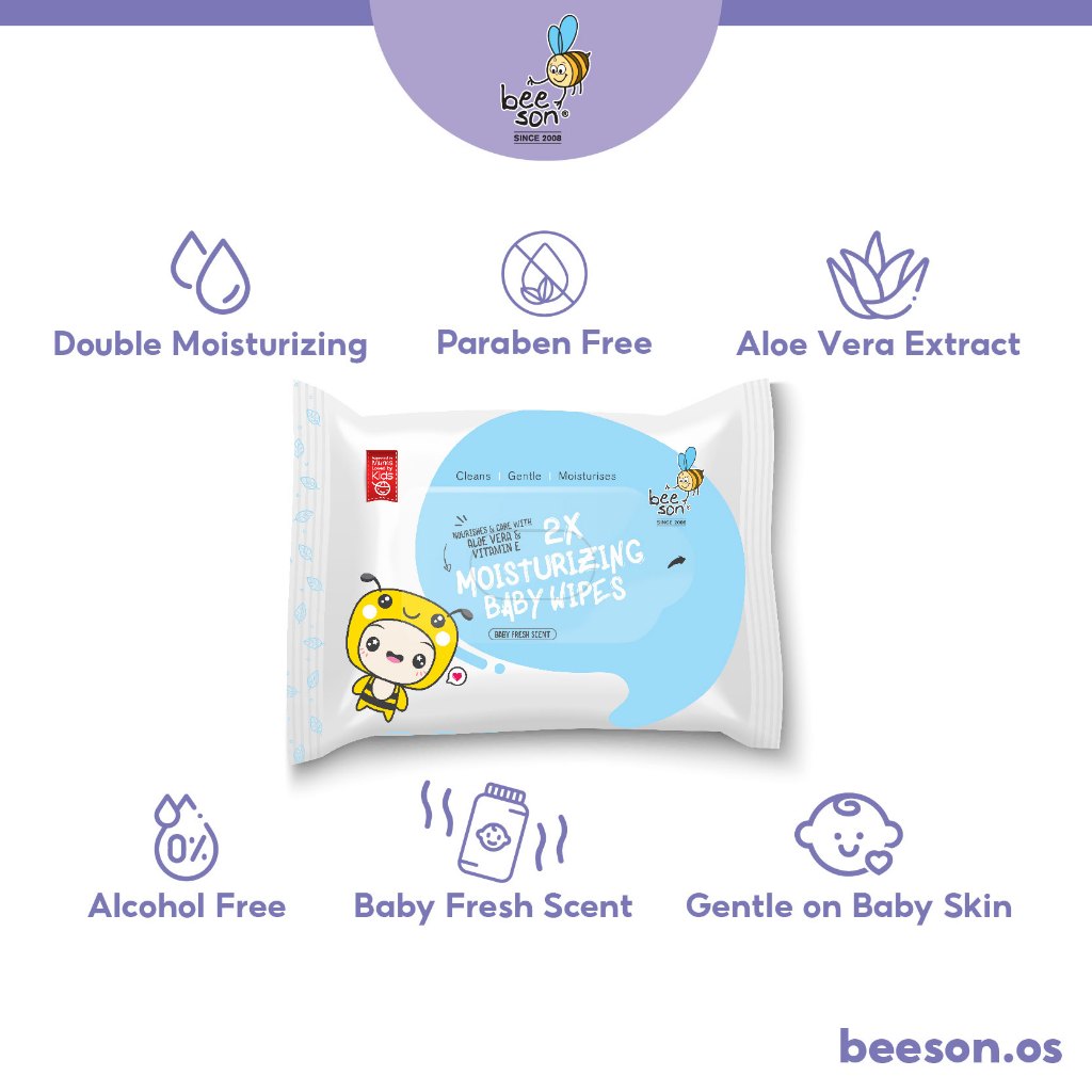 Beeson Baby Wet Wipes Fresh Scented / Fragrance Free (30’s x 2) 10832 10833