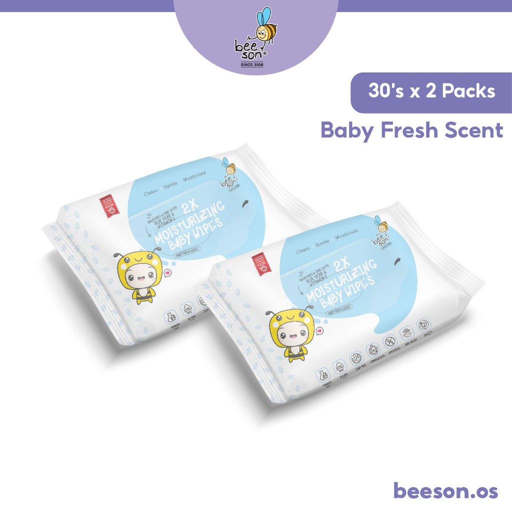 Beeson Baby Wet Wipes Fresh Scented / Fragrance Free (30’s x 2) 10832 10833