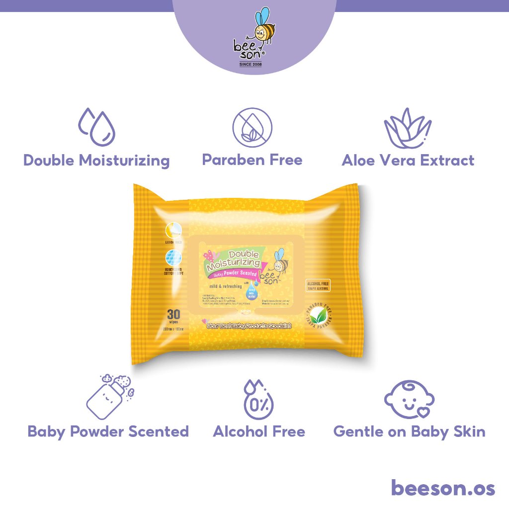 Beeson Baby Wet Wipes Powder Scent (30’s x 2) 10831