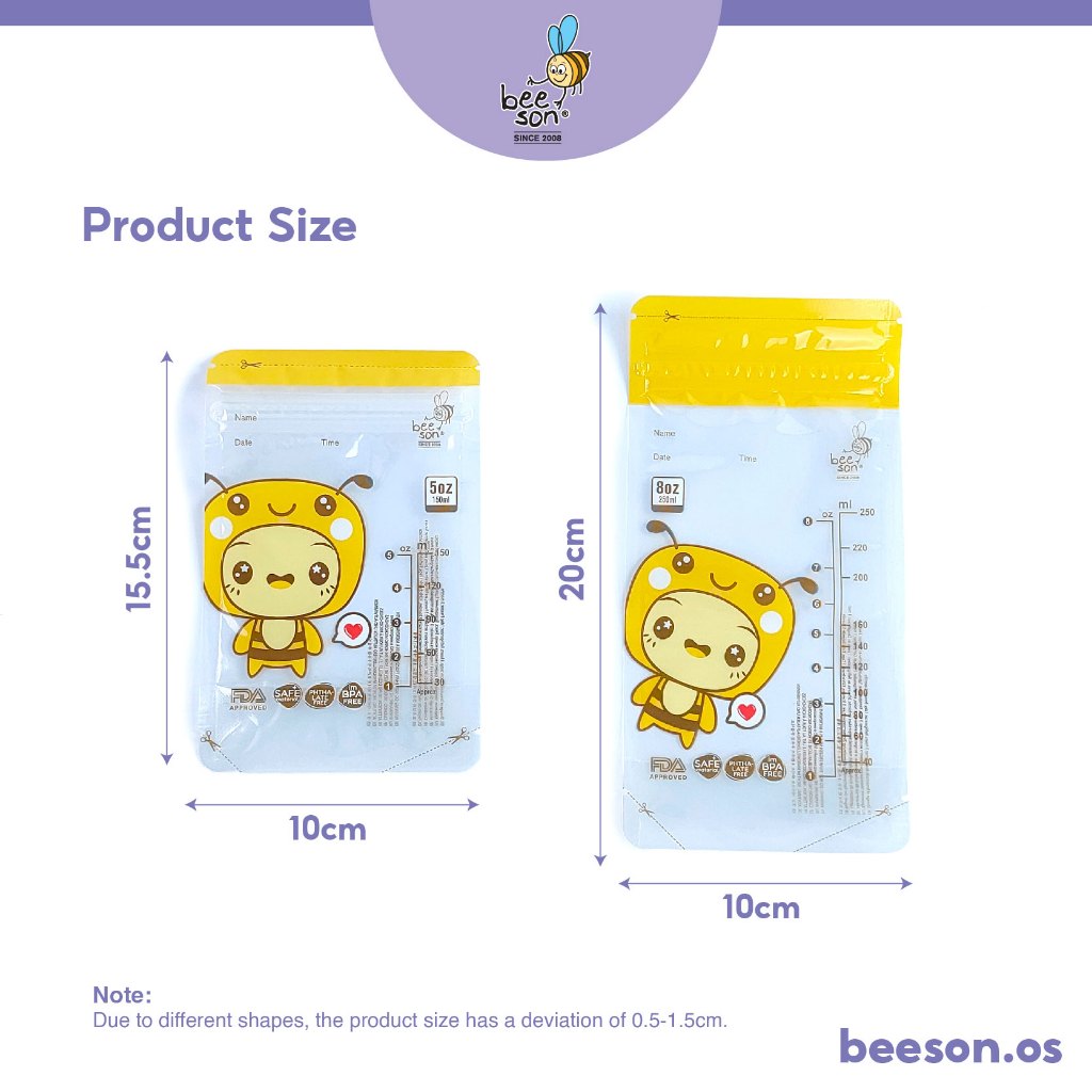 Beeson Breast Milk Storage Bags 25's (5oz/150ml) (8oz/250ml) 80700 80702