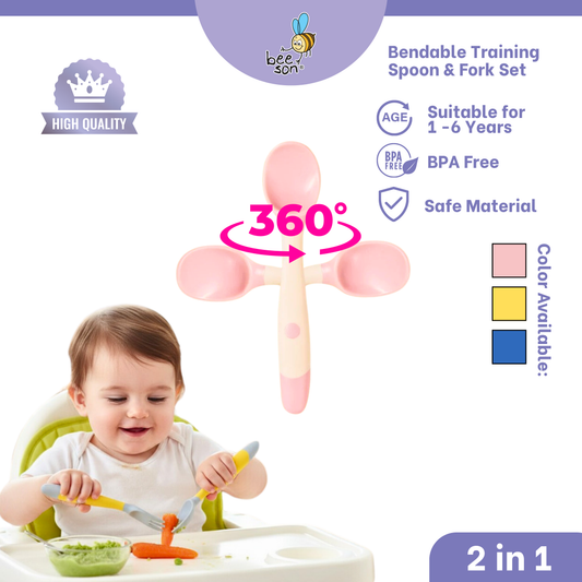 Beeson 2 in 1 Baby Bendable Training Spoon & Fork Set 80425