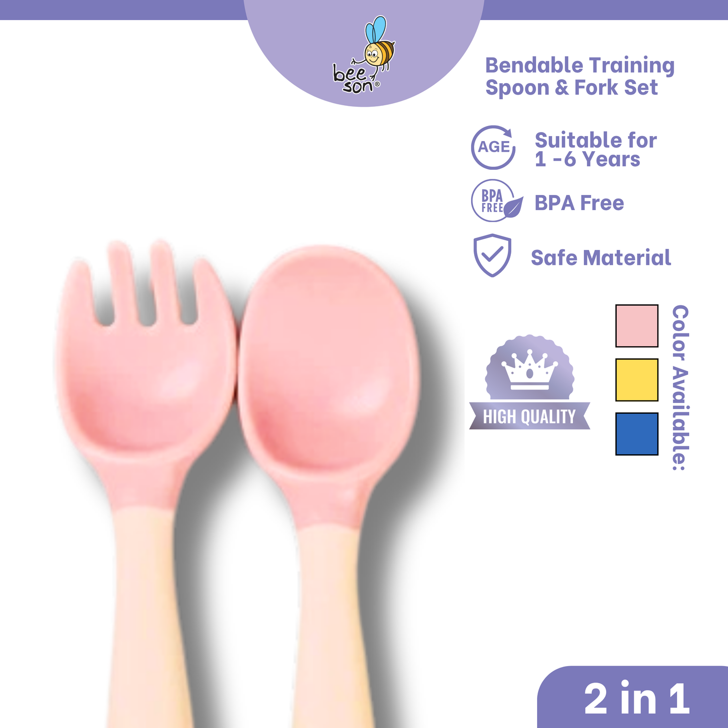 Beeson 2 in 1 Baby Bendable Training Spoon & Fork Set 80425