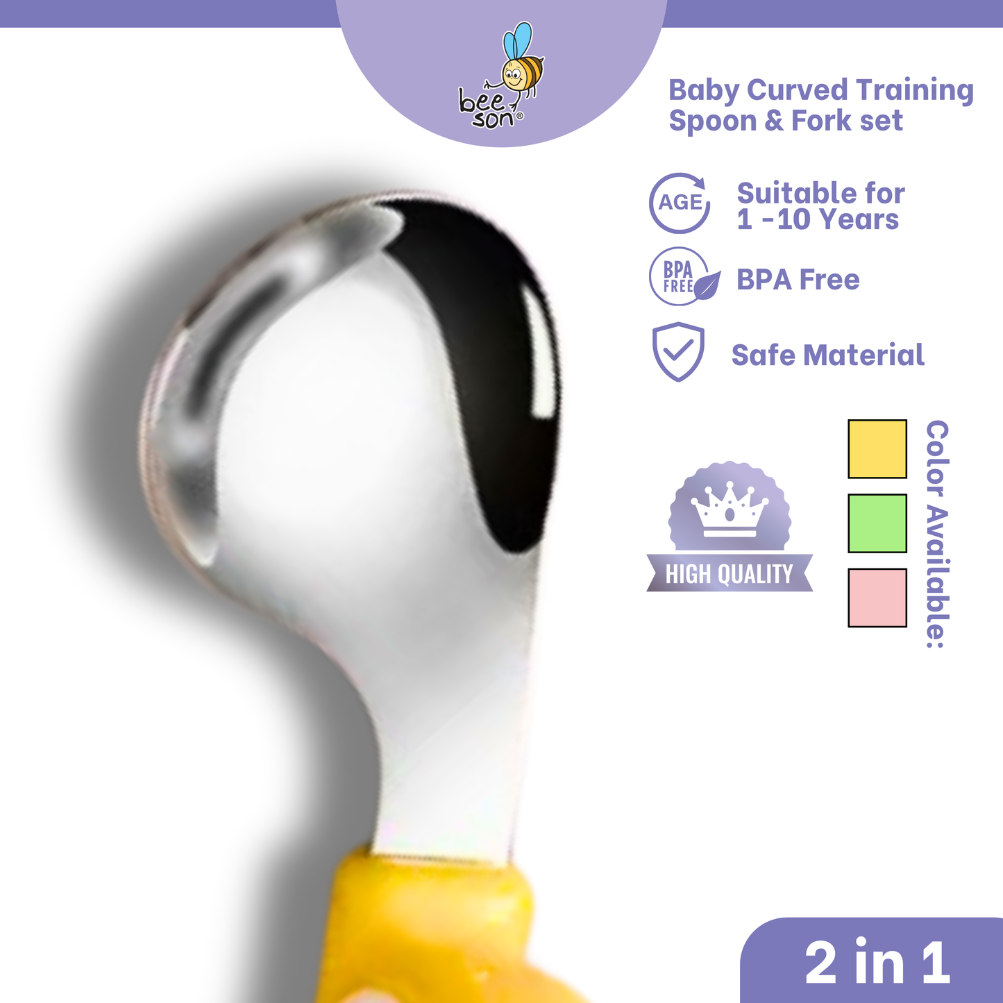 Beeson 2 in 1 Baby Curved Training Spoon & Fork set 80429